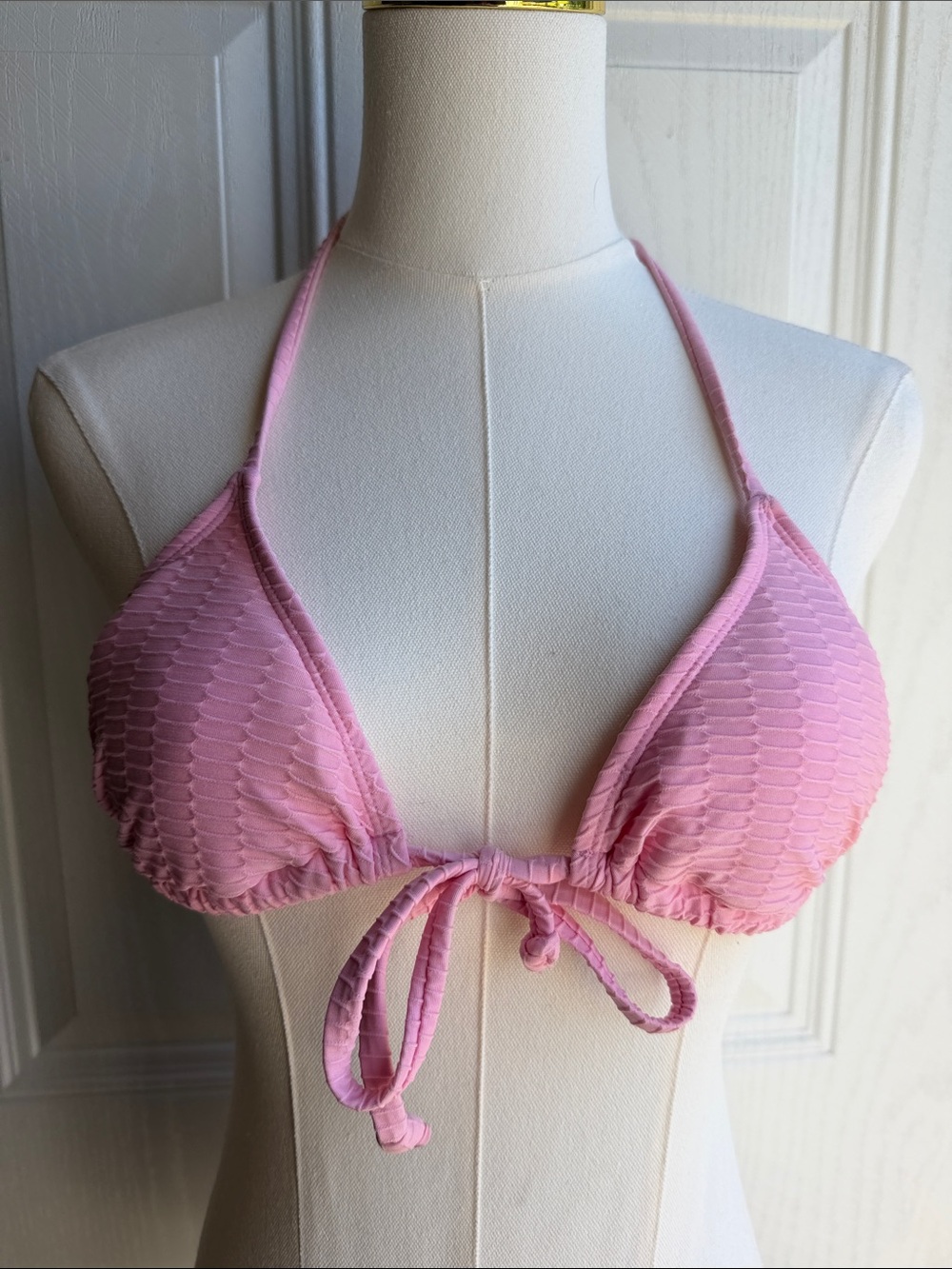 Stoney Clover LN Pink Festival Y2K Textured Triangle Bikini Top Size XS
